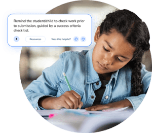 Girl writing with Independence because of Rellie online learning platform - Digital Educational System